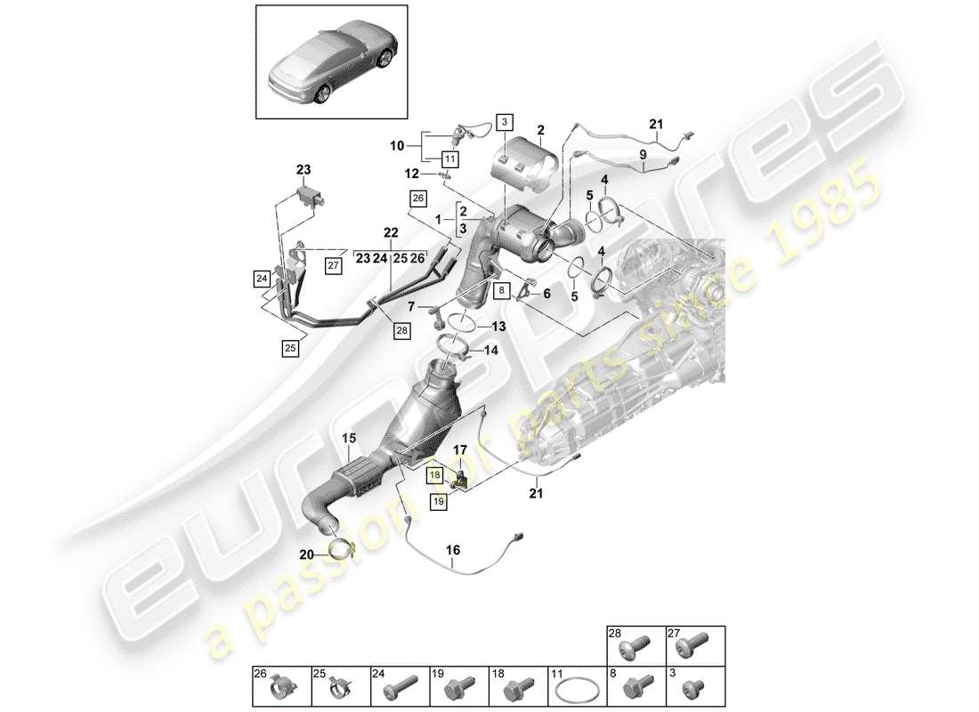 Porsche Panamera 971 (2017) Exhaust System Parts Diagram