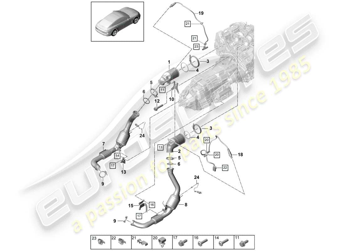 Porsche Panamera 971 (2017) Exhaust System Parts Diagram