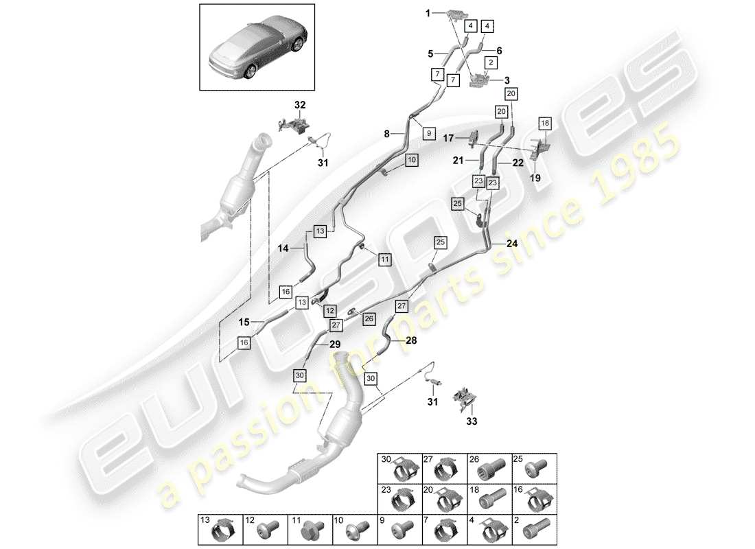 Porsche Panamera 971 (2017) Exhaust System Parts Diagram