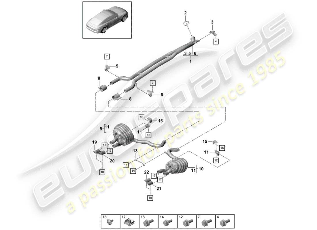 Porsche Panamera 971 (2017) Exhaust System Parts Diagram