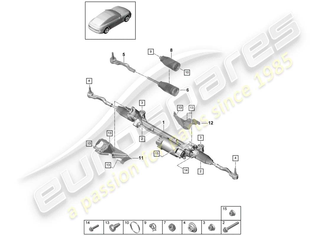 Porsche Panamera 971 (2017) STEERING GEAR Parts Diagram