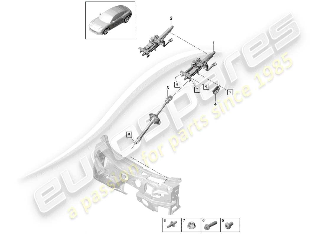Porsche Panamera 971 (2017) Steering Column Parts Diagram