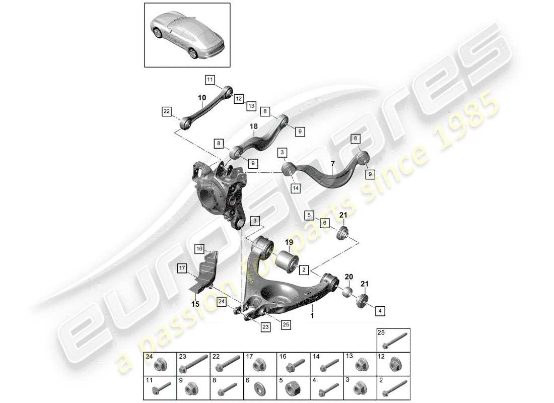 Porsche Panamera 971 (2017) track control arm Parts Diagram