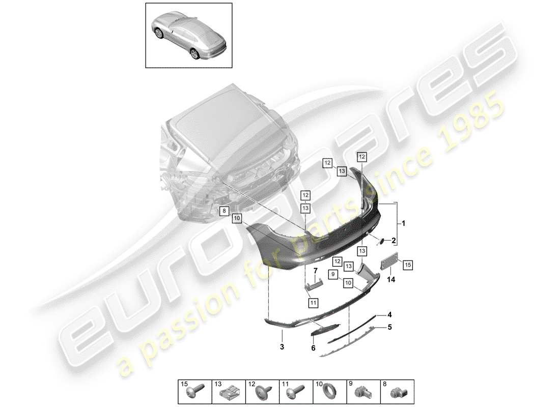 Porsche Panamera 971 (2017) BUMPER Parts Diagram