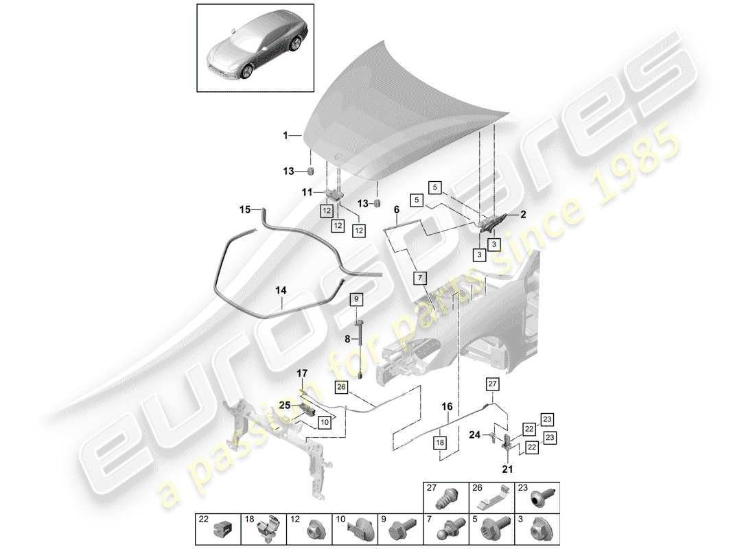 Porsche Panamera 971 (2017) COVER Parts Diagram