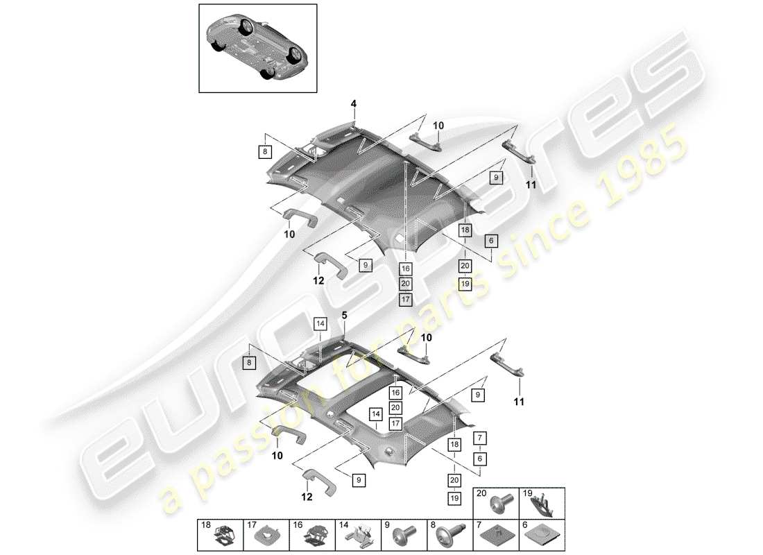 Porsche Panamera 971 (2017) Accessories Parts Diagram