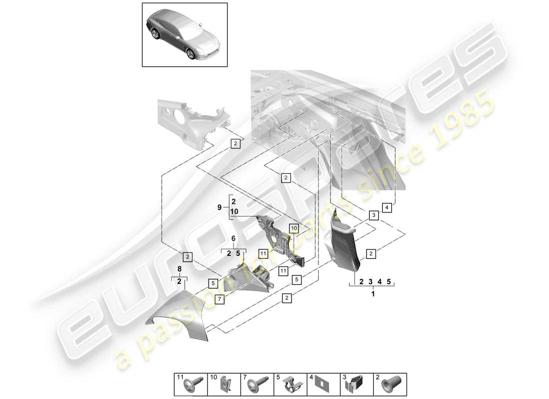 Porsche Panamera 971 (2017) LINING Parts Diagram