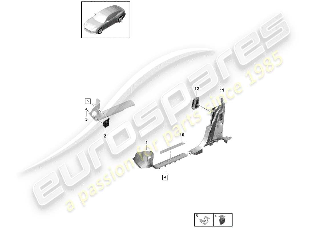 Porsche Panamera 971 (2017) SILL PANEL TRIM Parts Diagram