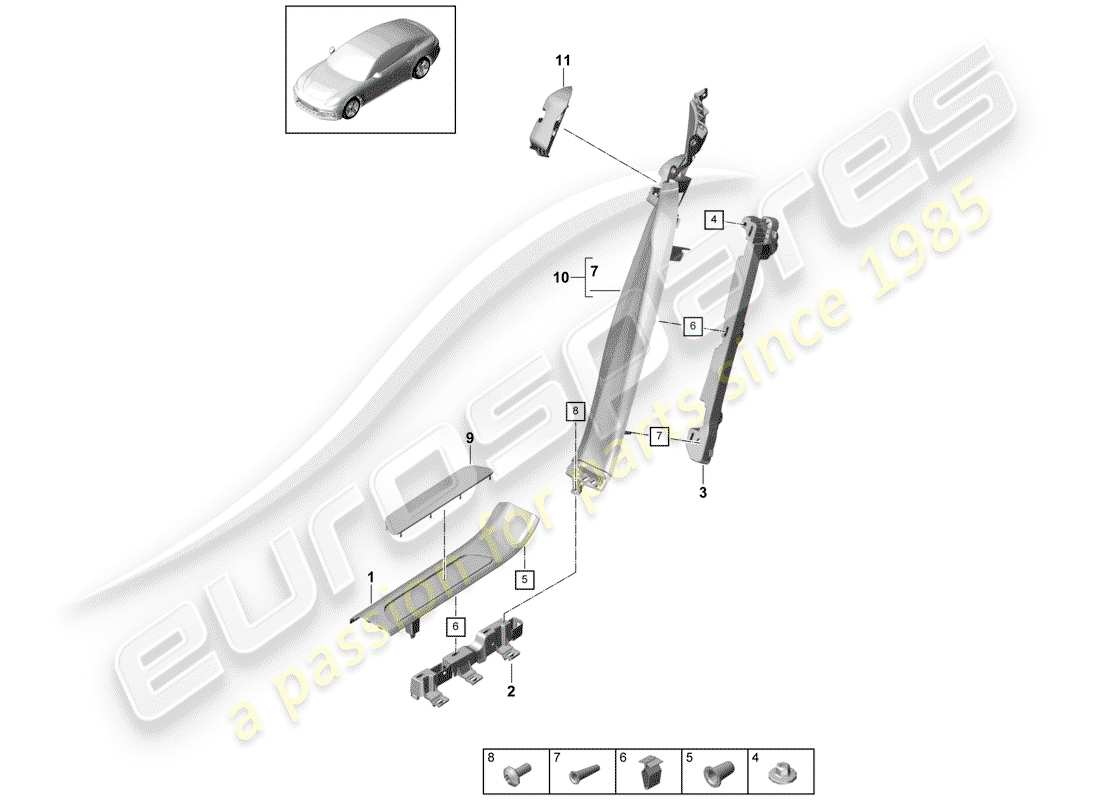 Porsche Panamera 971 (2017) SILL PANEL TRIM Parts Diagram