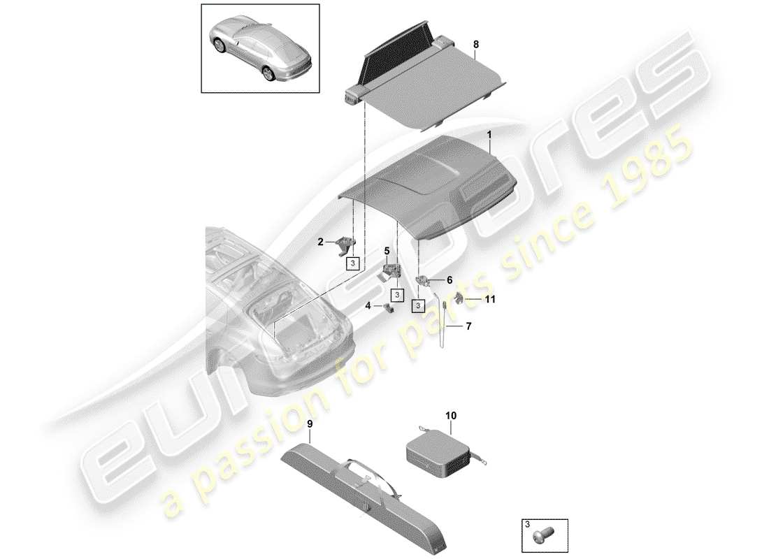 Porsche Panamera 971 (2017) COVER Parts Diagram