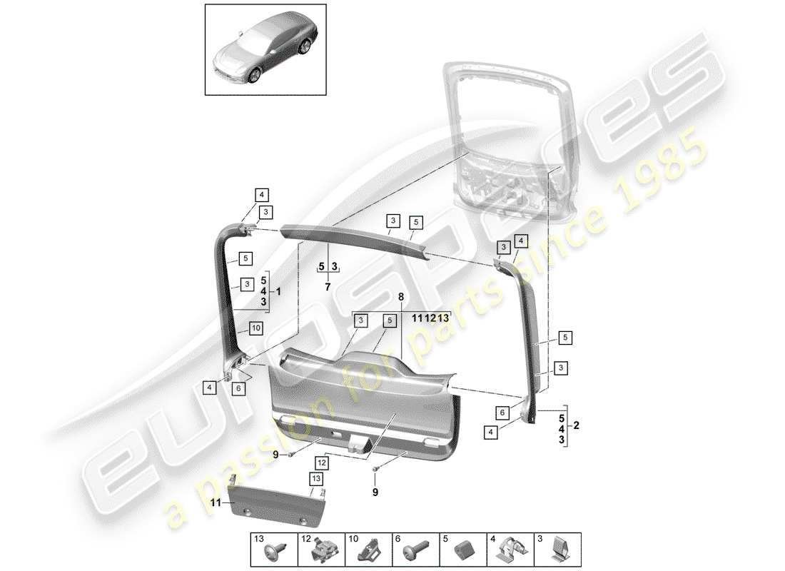 Porsche Panamera 971 (2017) trims Parts Diagram