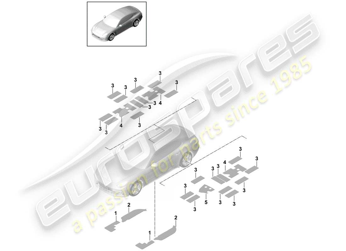 Porsche Panamera 971 (2017) sound absorber Parts Diagram