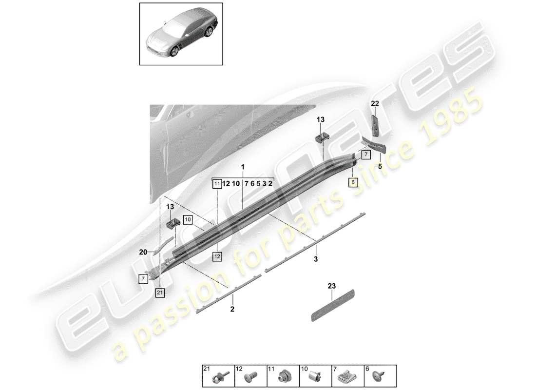 Porsche Panamera 971 (2017) SIDE MEMBER TRIM Parts Diagram