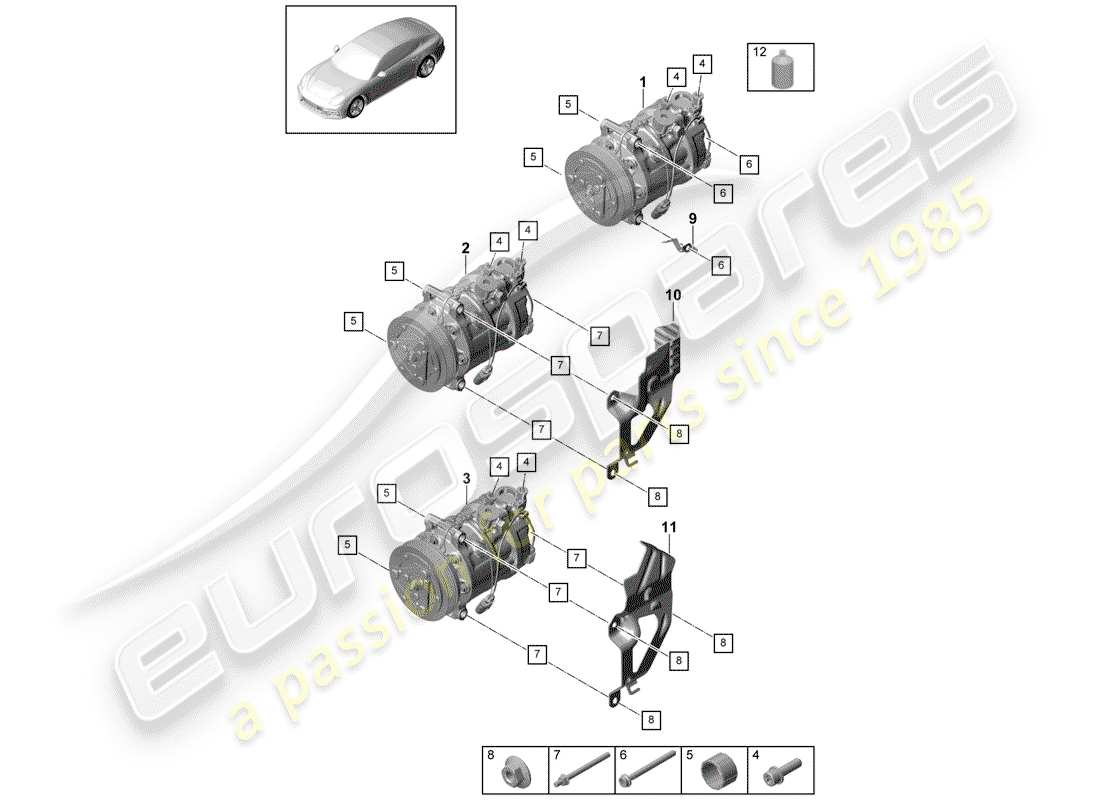 Porsche Panamera 971 (2017) COMPRESSOR Parts Diagram