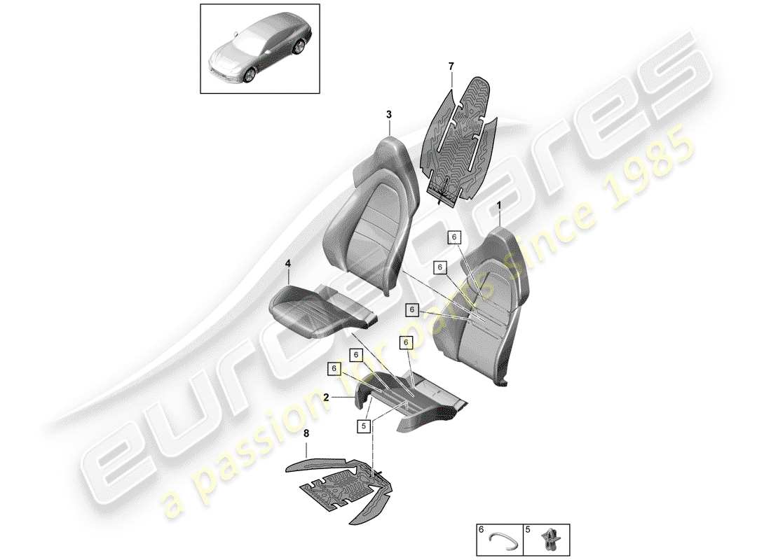 Porsche Panamera 971 (2017) foam part Parts Diagram
