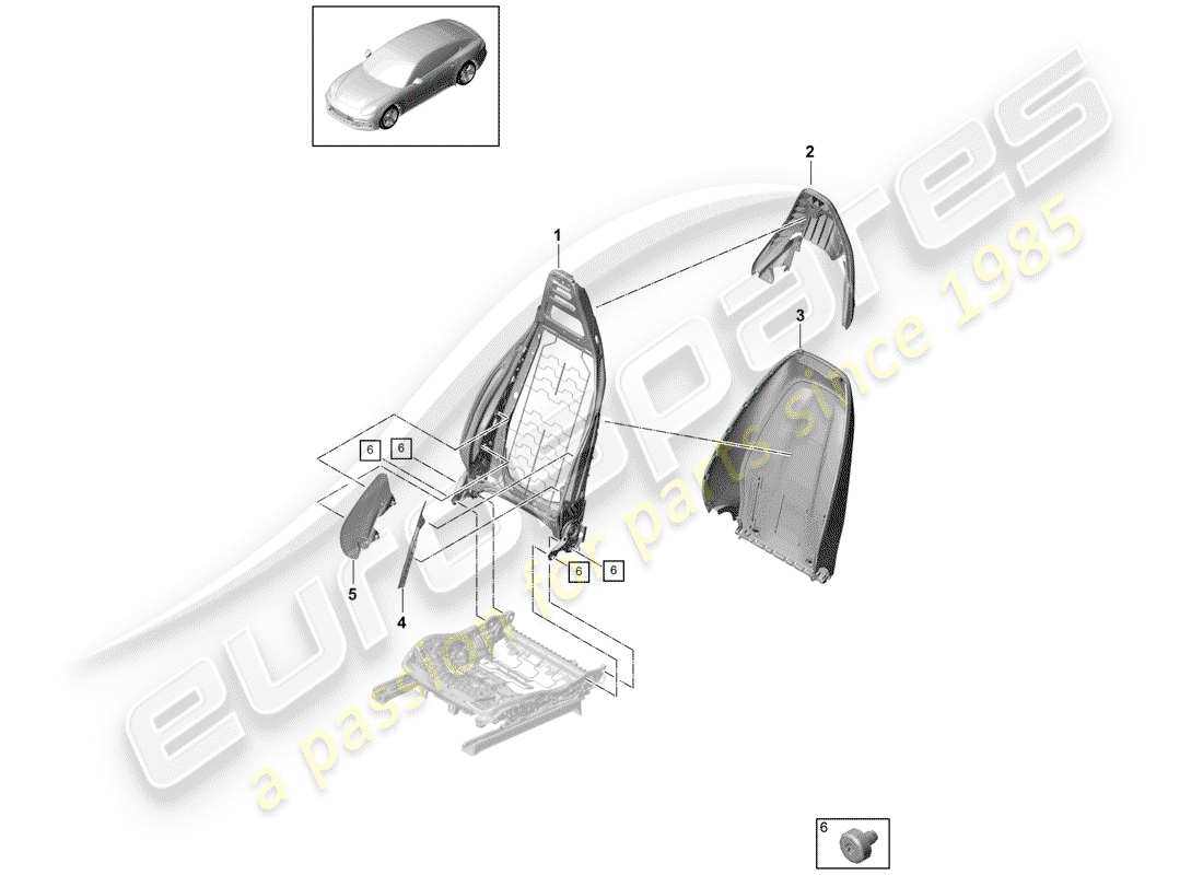 Porsche Panamera 971 (2017) BACKREST Parts Diagram