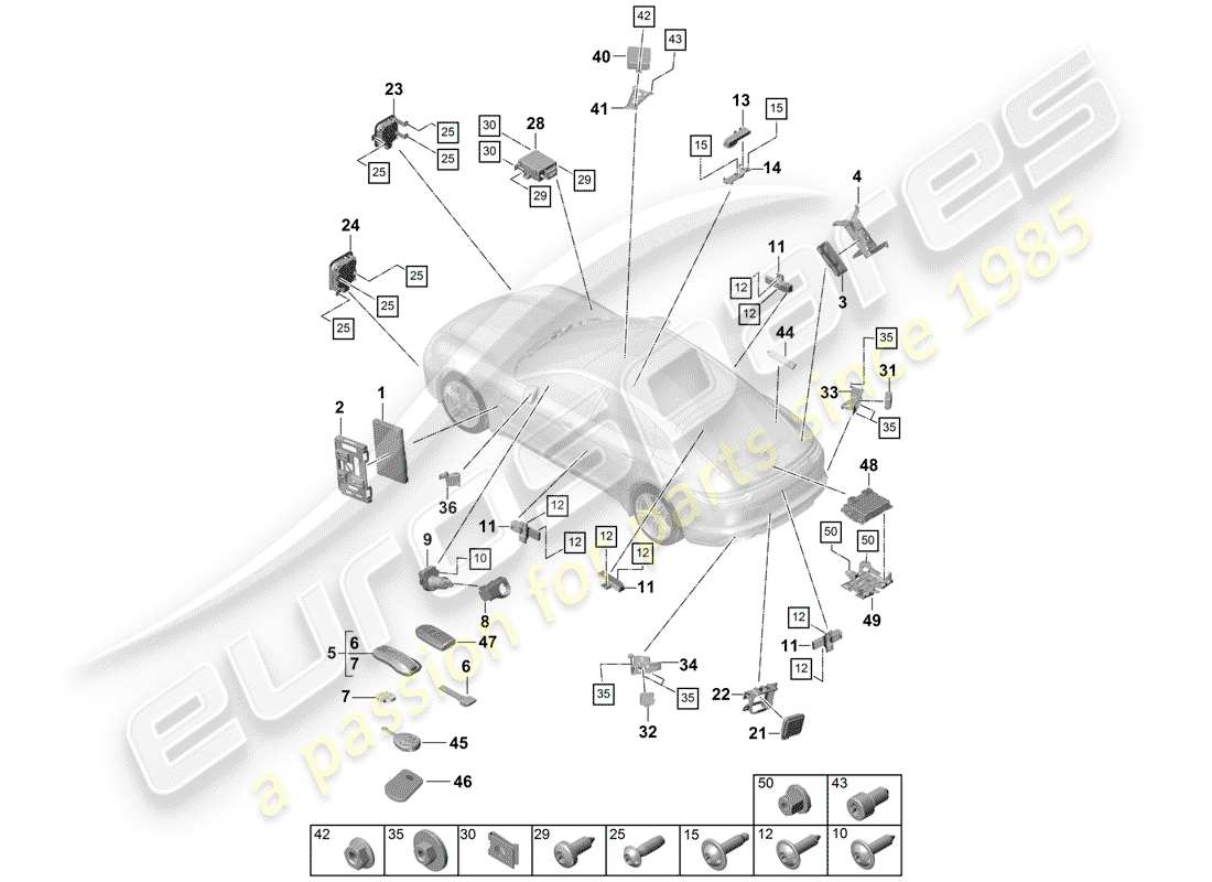 Porsche Panamera 971 (2017) CONTROL UNITS Parts Diagram
