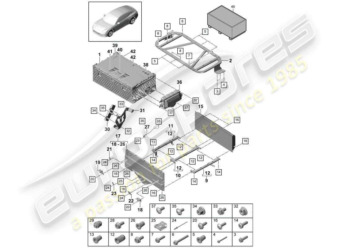 Porsche Panamera 971 (2017) Battery Parts Diagram