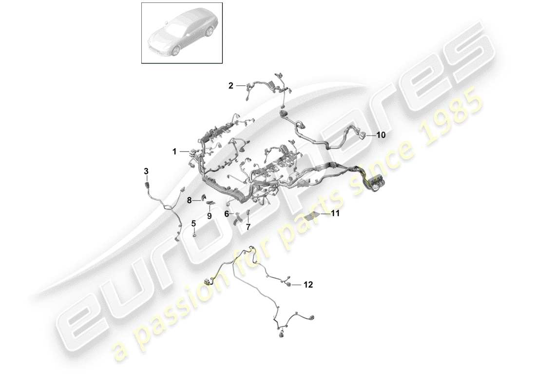 Porsche Panamera 971 (2017) wiring harnesses Parts Diagram