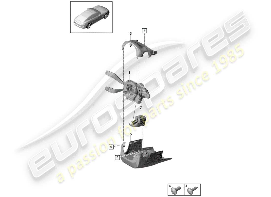 Porsche Panamera 971 (2017) STEERING COLUMN SWITCH Parts Diagram