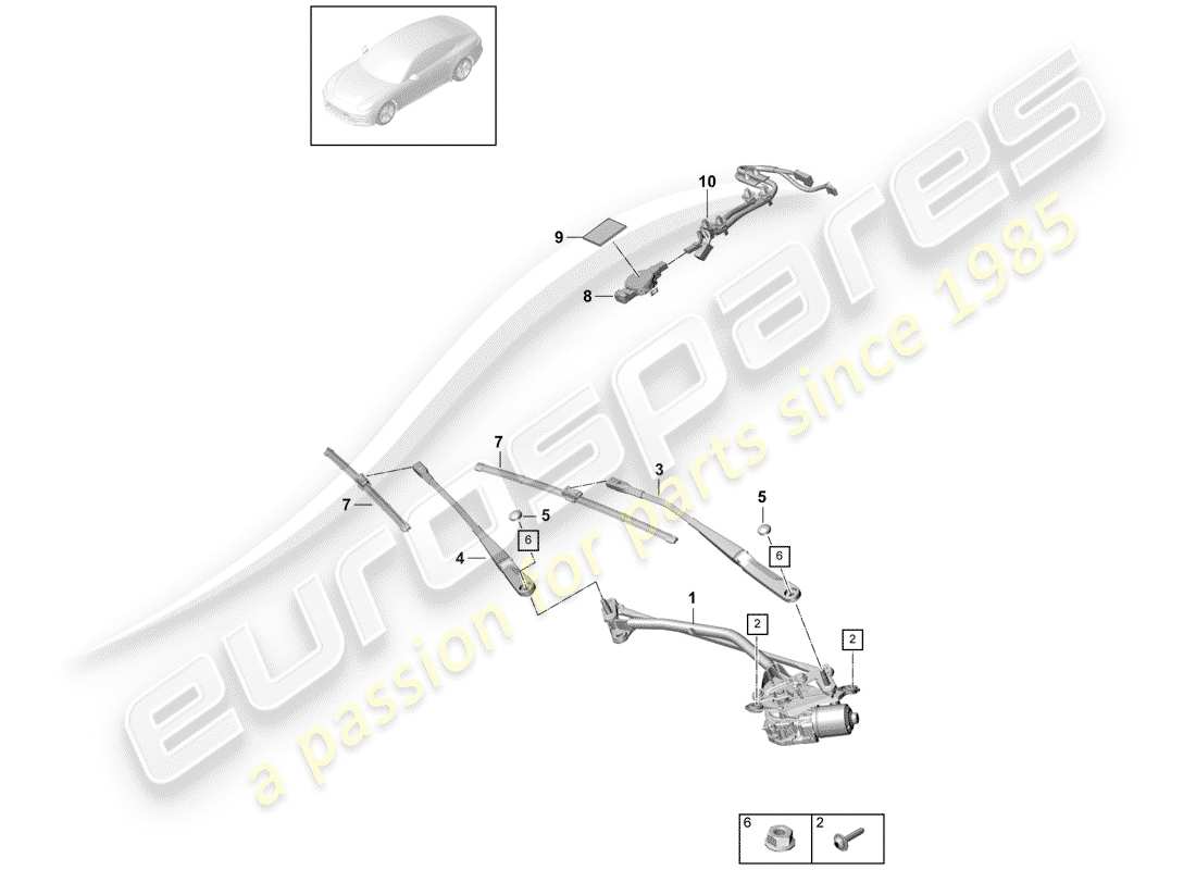 Porsche Panamera 971 (2017) WINDSHIELD WIPER SYSTEM COMPL. Parts Diagram