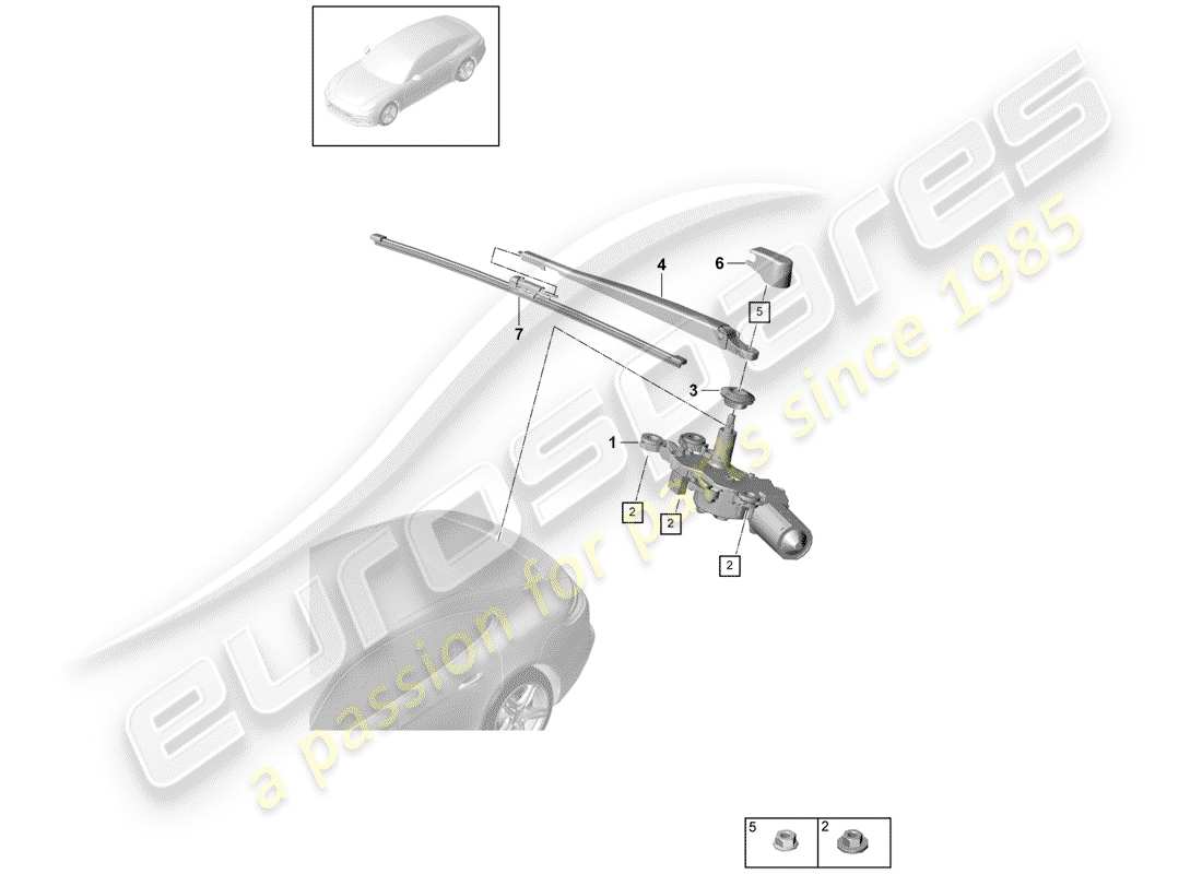 Porsche Panamera 971 (2017) wiper and washer system for Parts Diagram