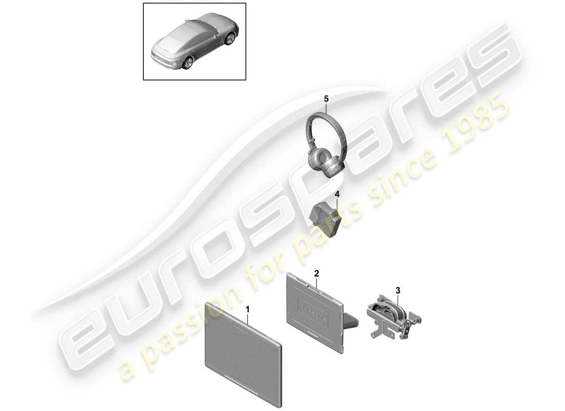 Porsche Panamera 971 (2017) rear seat entertainment system Parts Diagram