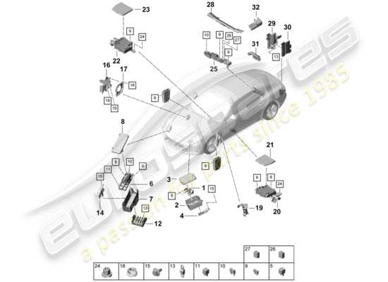 a part diagram from the Porsche Panamera 971 parts catalogue