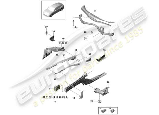 a part diagram from the Porsche Panamera 971 parts catalogue