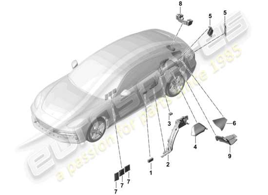 a part diagram from the Porsche Panamera 971 parts catalogue