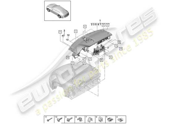 a part diagram from the Porsche Panamera 971 parts catalogue