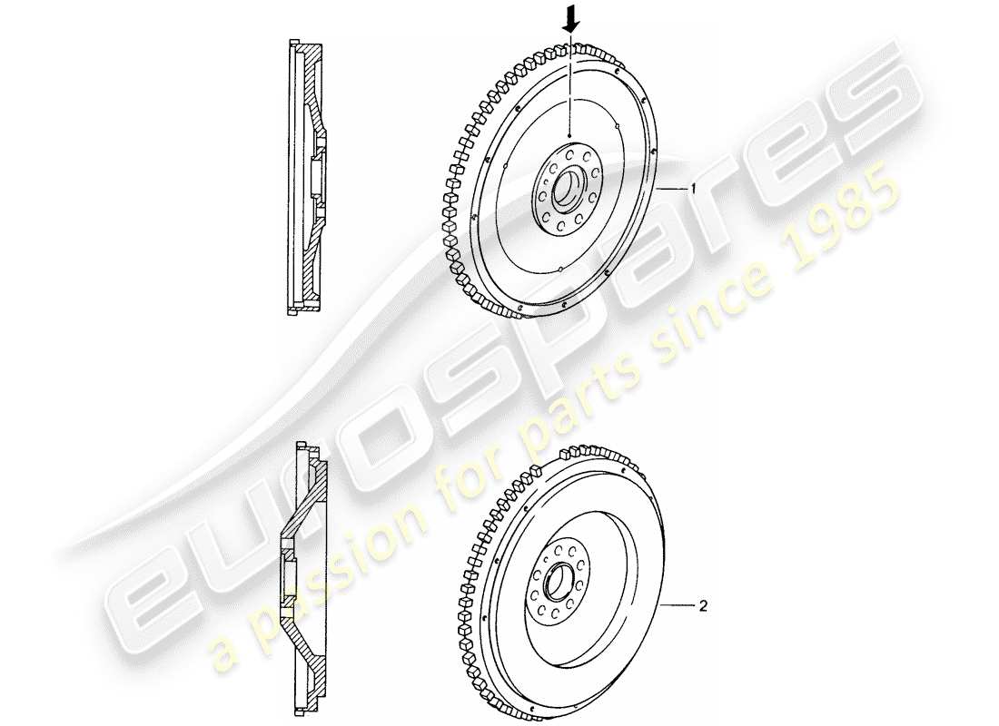 Porsche Replacement catalogue (1965) FLYWHEEL Part Diagram