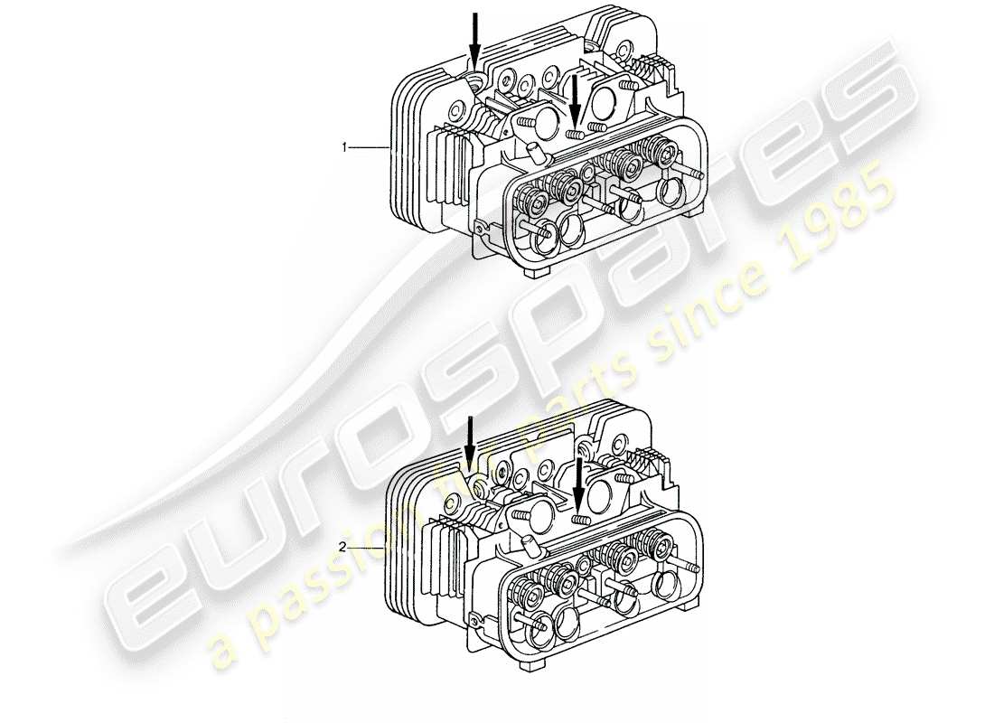 Porsche Replacement catalogue (1965) CYLINDER HEAD Part Diagram