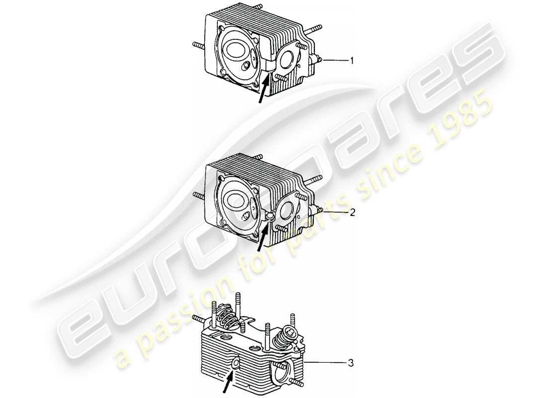 Porsche Replacement catalogue (1968) CYLINDER HEAD Part Diagram