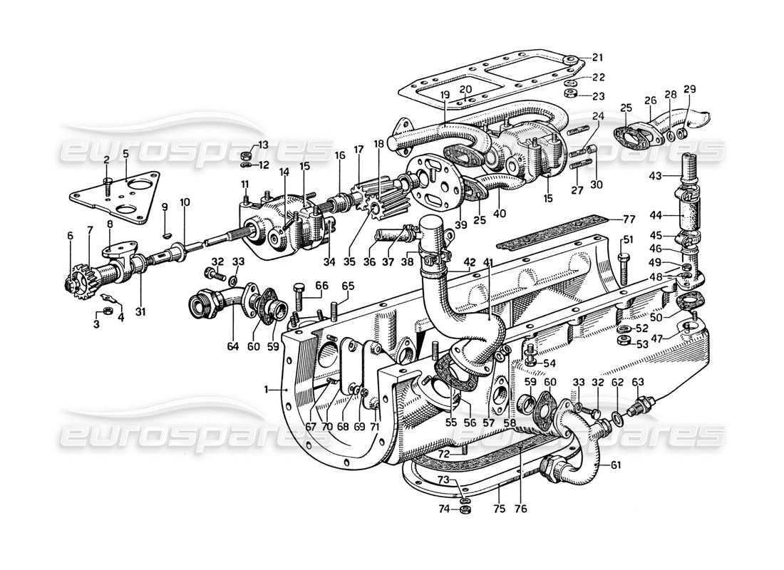 Ferrari 275 GTB4 Oil Sump and Scavenge Pumps Parts Diagram