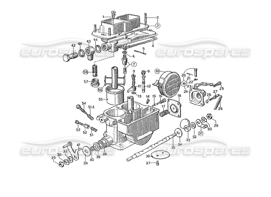 Ferrari 275 GTB4 Weber Carburettor (40 DCN 17) Parts Diagram