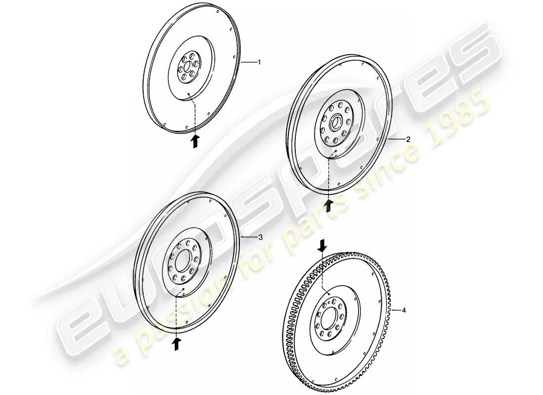 Porsche Replacement catalogue (1976) FLYWHEEL Part Diagram