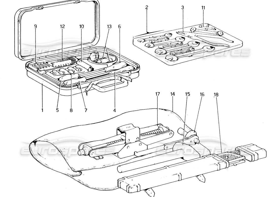 Ferrari 365 GT4 2+2 (1973) Tool-Kit Parts Diagram