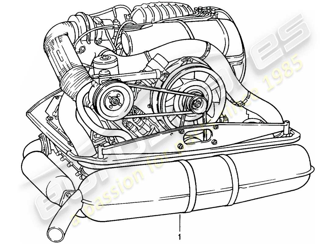 Porsche Replacement catalogue (1985) REBUILT ENGINE Part Diagram