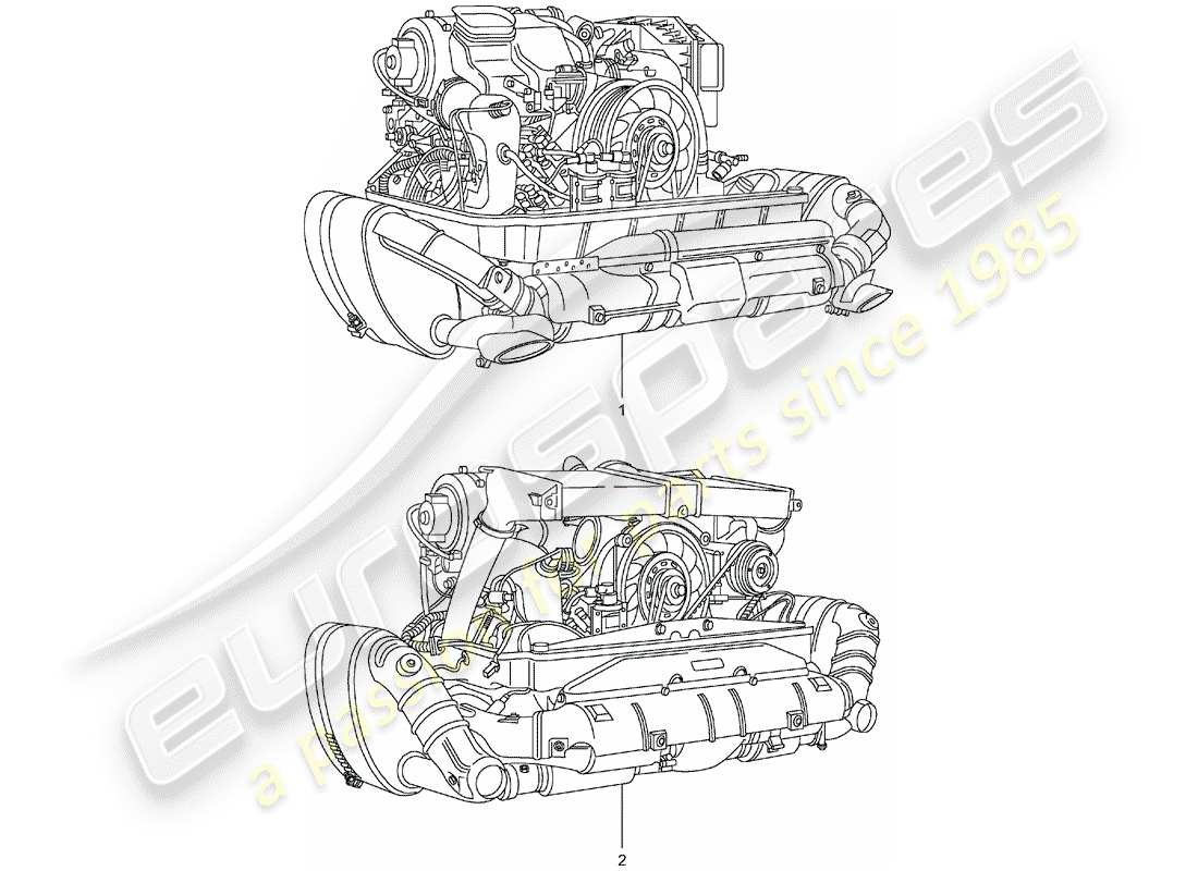 Porsche Replacement catalogue (1985) long block Parts Diagram