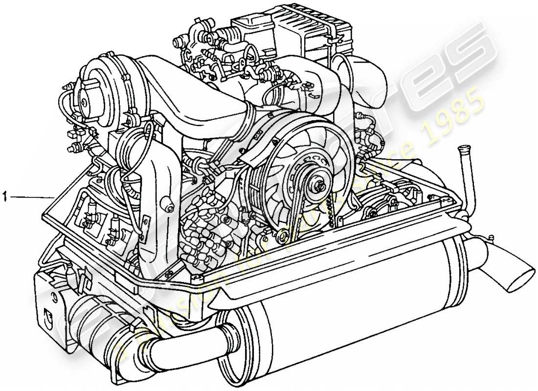 Porsche Replacement catalogue (1989) REBUILT ENGINE Part Diagram