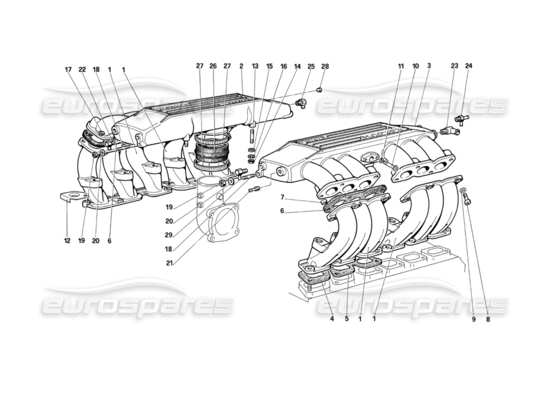 a part diagram from the Ferrari Testarossa parts catalogue