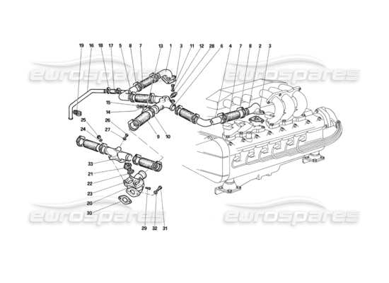 a part diagram from the Ferrari Testarossa (1990) parts catalogue