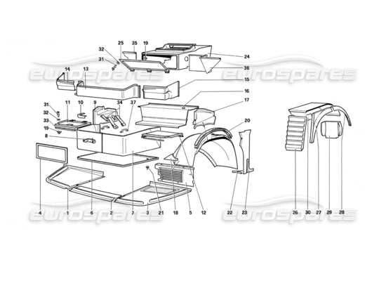 a part diagram from the Ferrari Testarossa parts catalogue