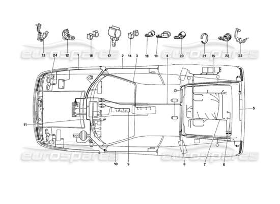 a part diagram from the Ferrari Testarossa parts catalogue