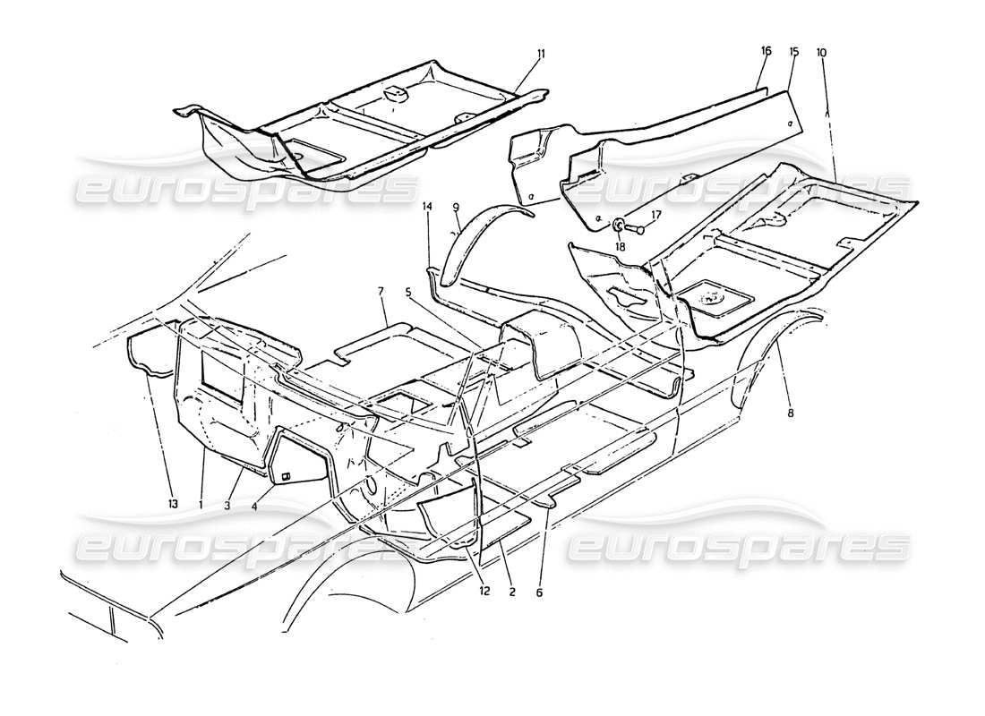 Maserati Biturbo 2.5 (1984) Carpet and Felts Part Diagram