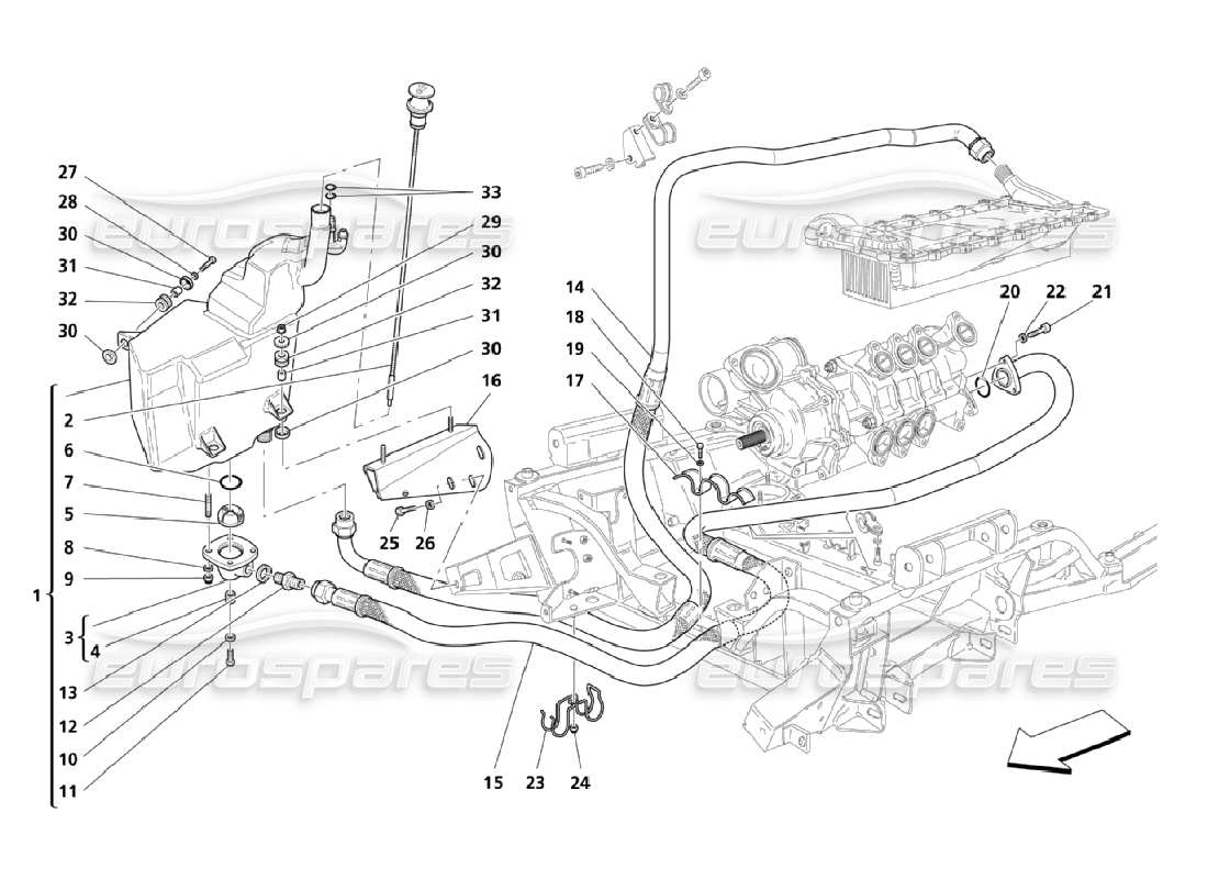 Maserati QTP. (2006) 4.2 Lubrication: Piping And Recover Parts Diagram