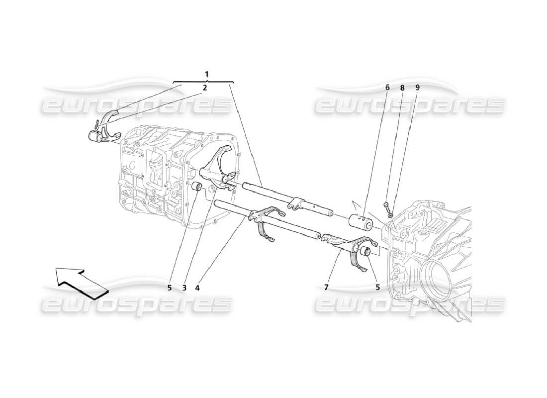 Maserati QTP. (2006) 4.2 Inside Gearbox Controls Parts Diagram