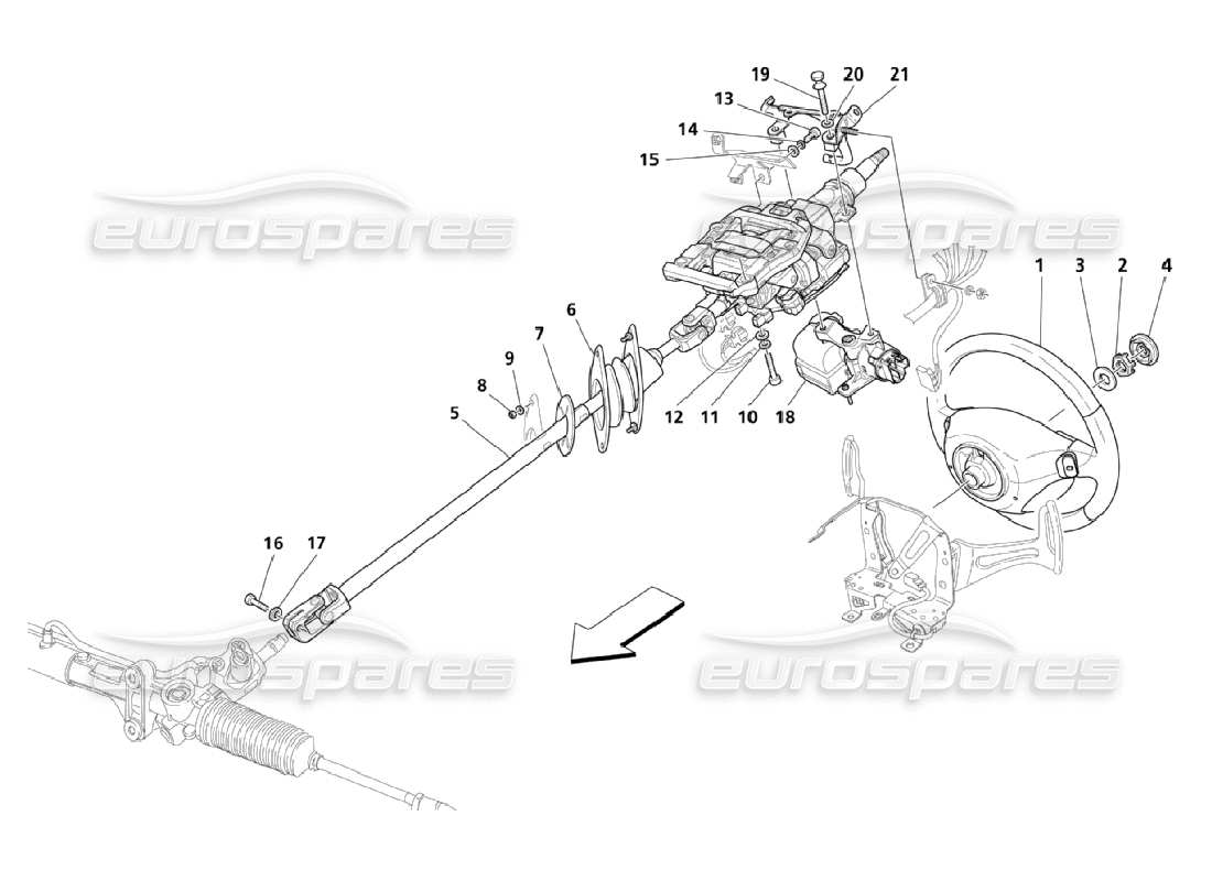 Maserati QTP. (2006) 4.2 Shaft And Steering Wheel Group Part Diagram