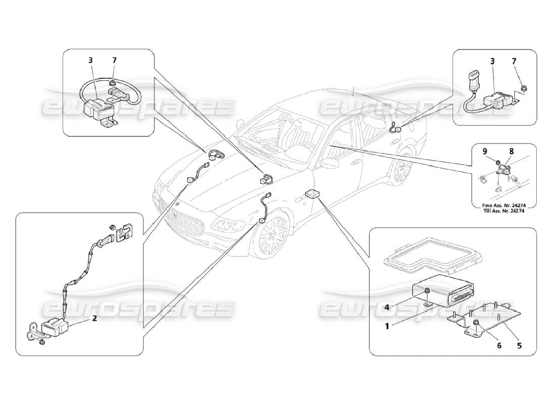 Maserati QTP. (2006) 4.2 Electronic Controls (Suspensions) Parts Diagram